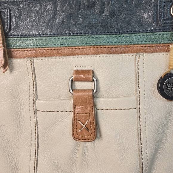 The Sak Cream and Brown Crossbody Bag With Green Navy Acceny - Picture 7 of 8